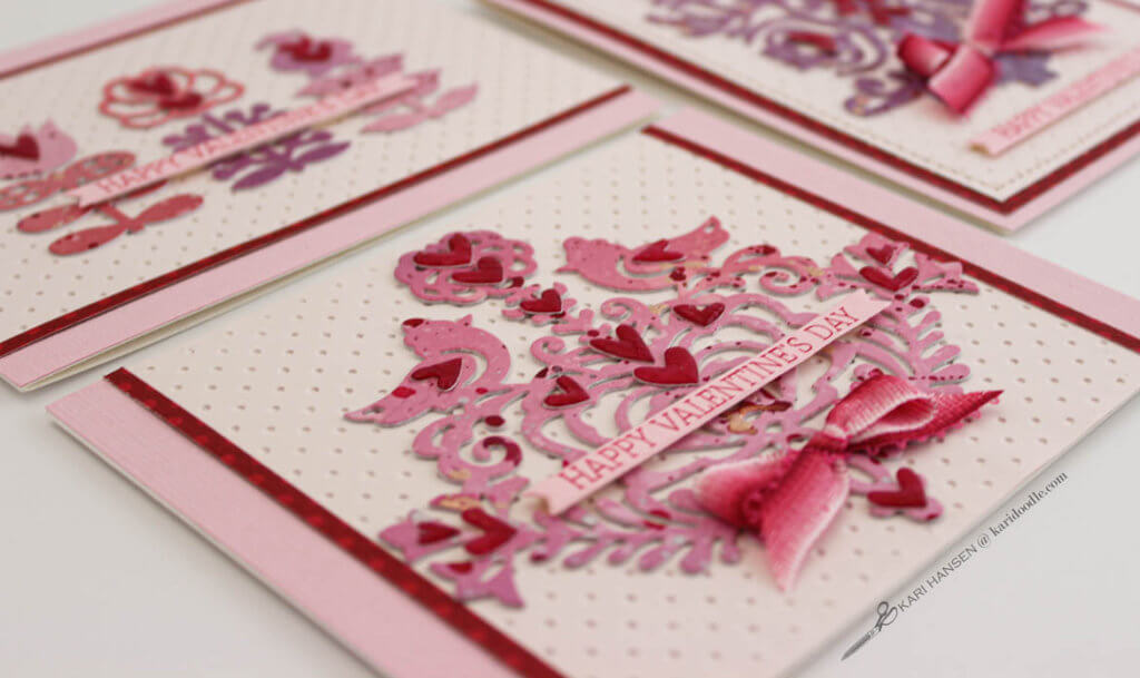 detail of nordic rosemal die cut on valentines card