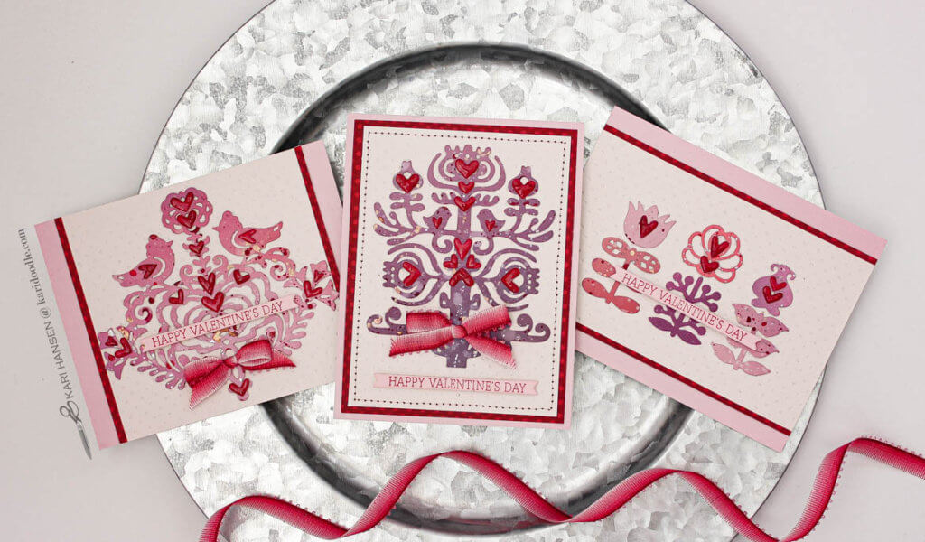 3 designs danish folk modern valentines cards