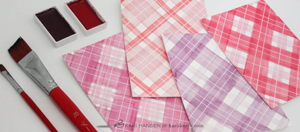 watercolor paints and hand-painted tartans in 4 colors