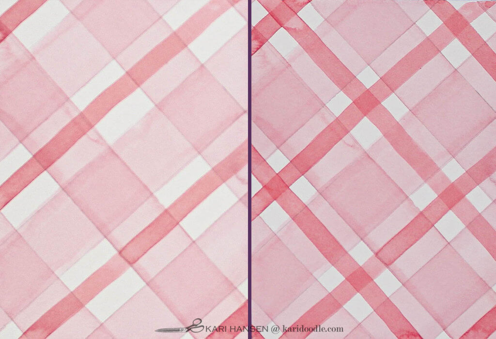 simple watercolor tartan: painting narrow stripes