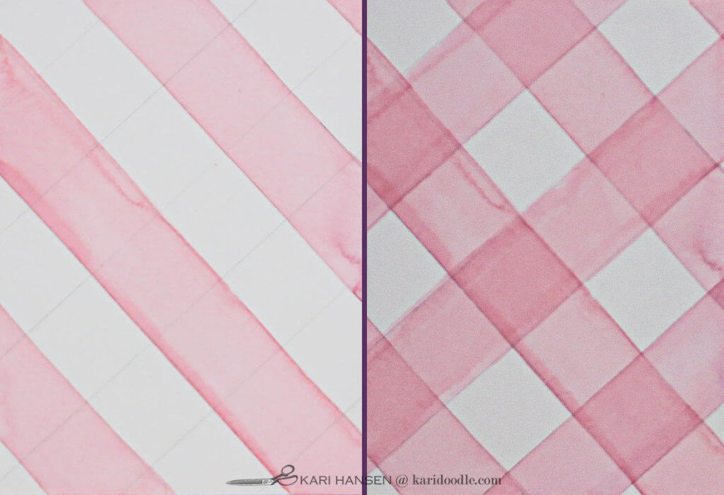simple watercolor tartan: painting wide stripes