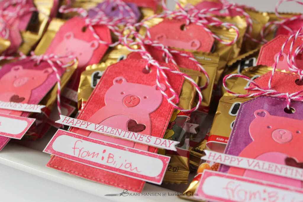 valentines bear tags on gummy bear treats