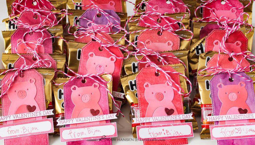 rows of gummy bear valentines treats