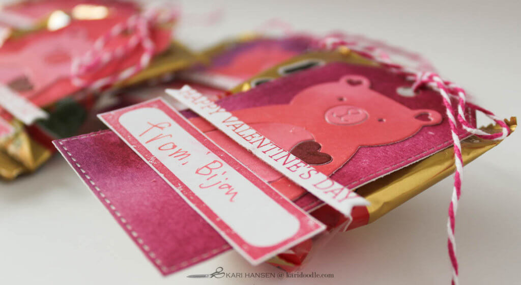 close-up of gummy bear classroom valentine