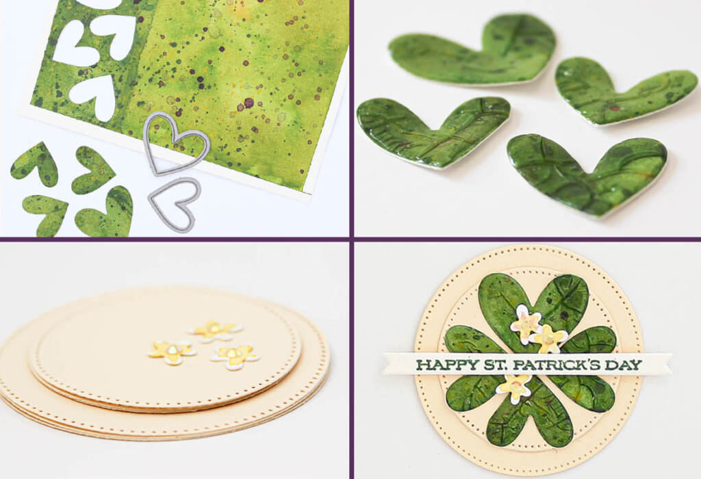 4 steps to make die cut shamrock embellishments