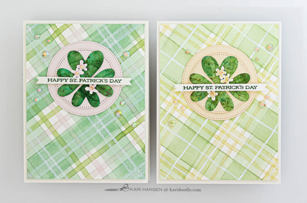 2 green tartan st patrick's day cards