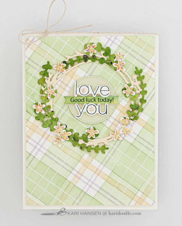 green and yellow tartan wreath card