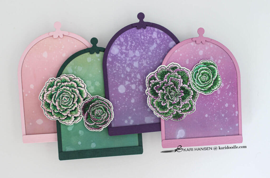 ink blended card bases for cabbage kale cards