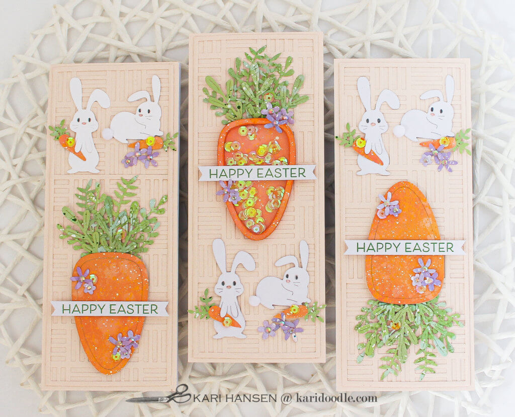 3 slimline easter bunny carrot cards