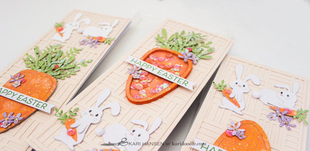 3 easter bunny and carrot cards