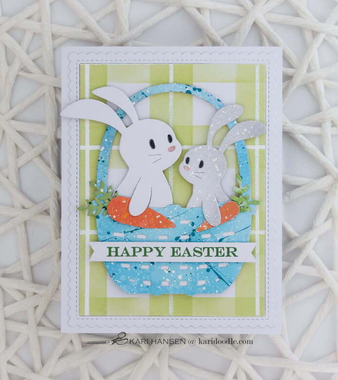 blue basket and bunnies easter card