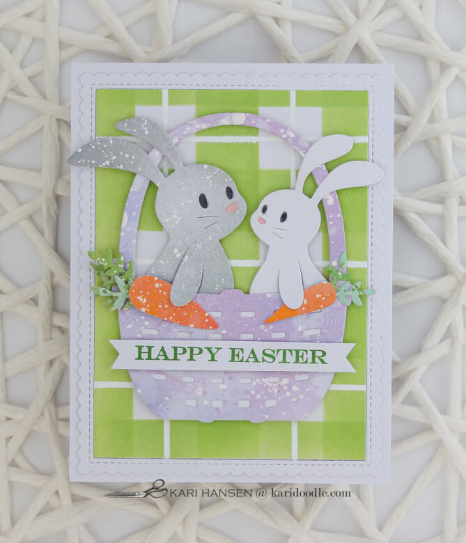 lavender die cut basket and bunnies