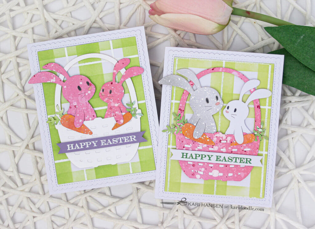 easter basket cards on handmade green plaid