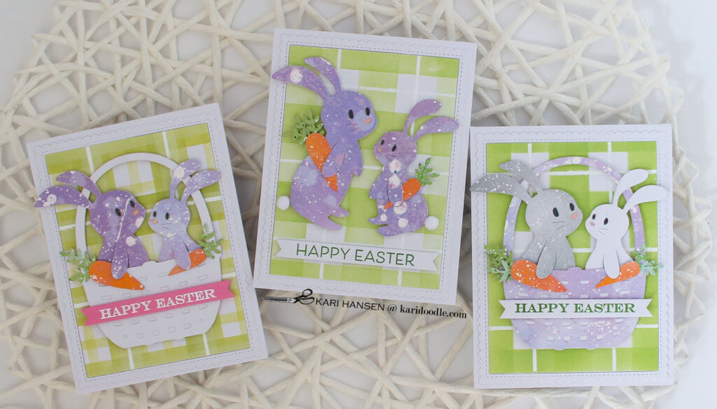 lavender inked bunny basket easter cards