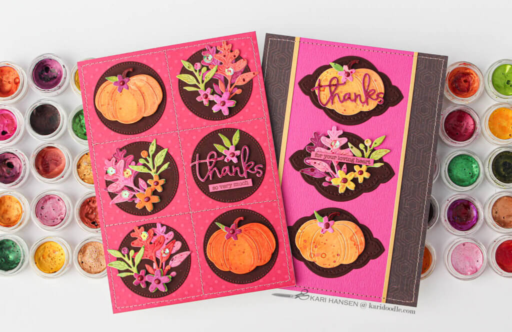 pink fall foliage thank you cards