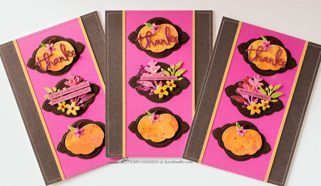pink fall foliage thank you cards