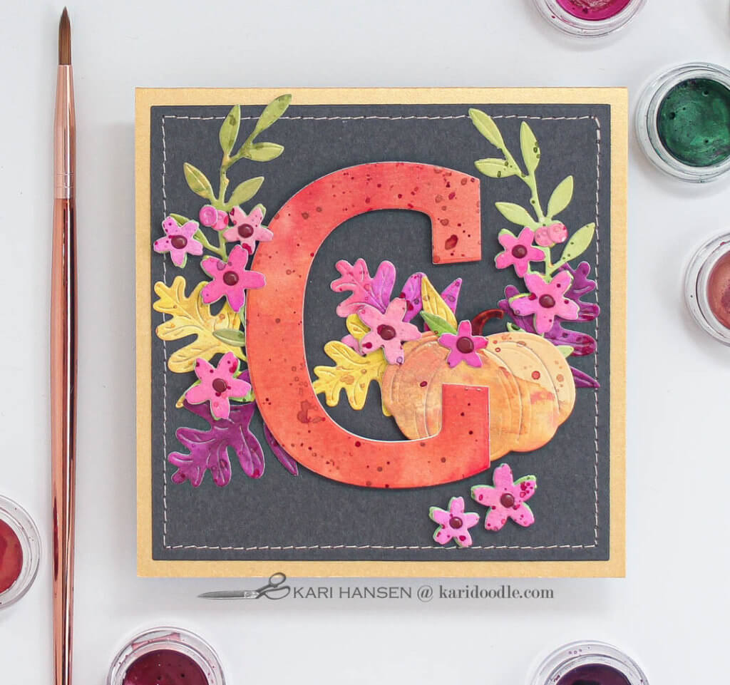 Letter C fall monogram card