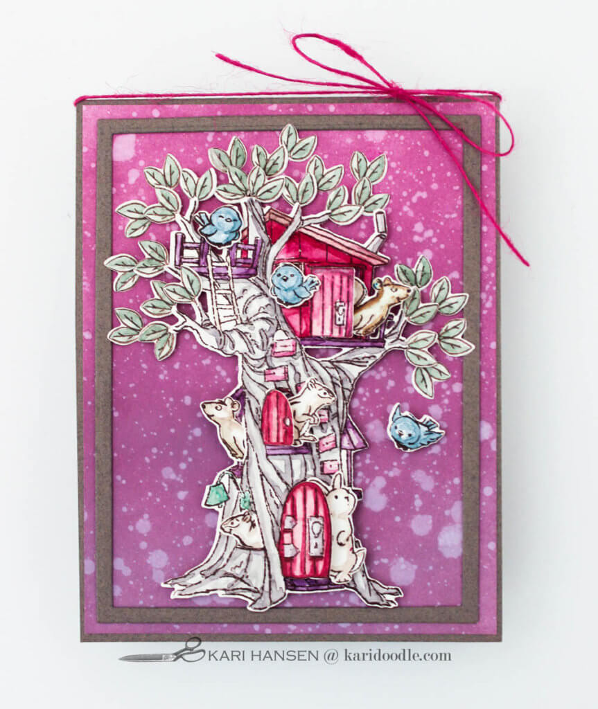 jewel-toned woodland tree card