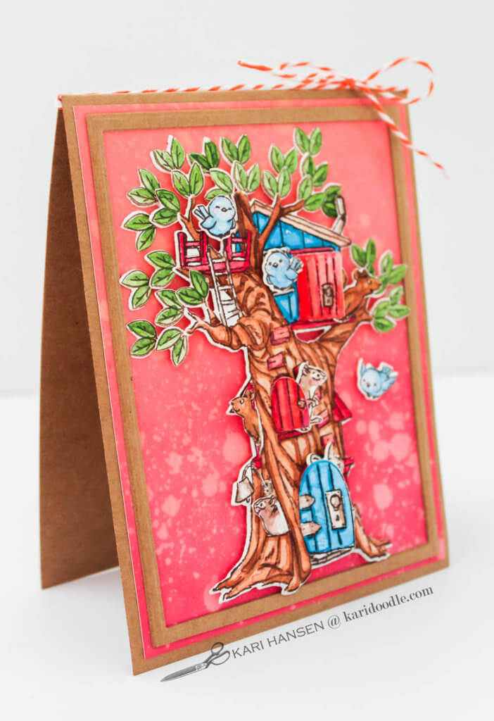 woodland tree card in primary colors